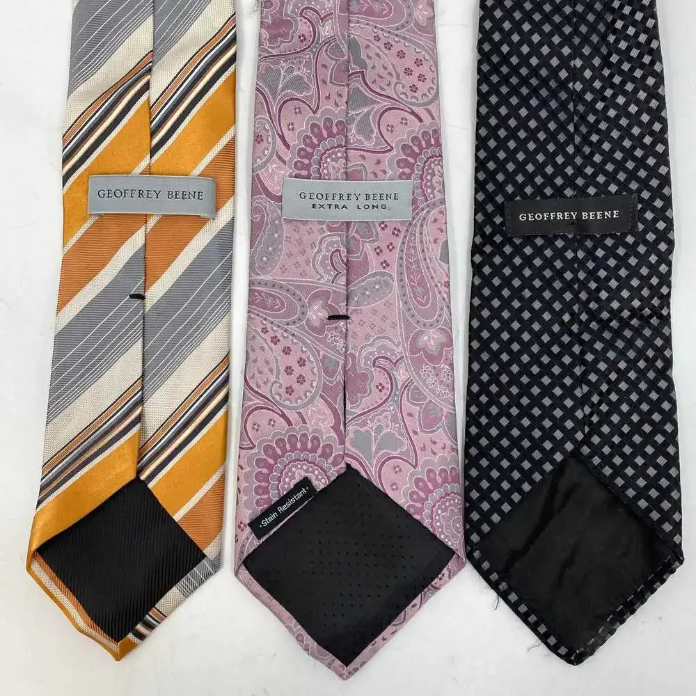 Geoffrey Beene Orange Purple Black Silk Ties | OS Pack of 3